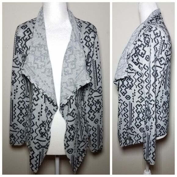 Grey Tribal Print Open-Front Cardigan - Picture 1 of 4